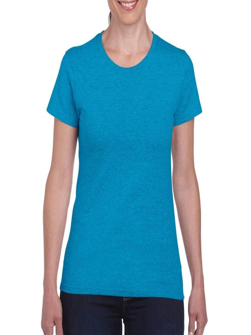 Gildan - T-shirt à manches courtes coupe féminine Bleu saphir - Kiabi