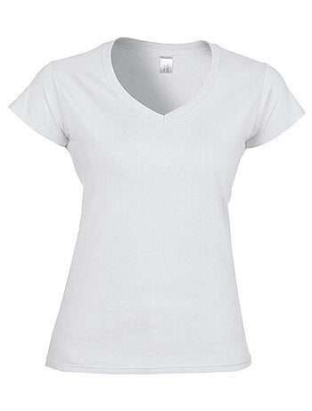 Gildan - T-shirt à manches courtes et col en V