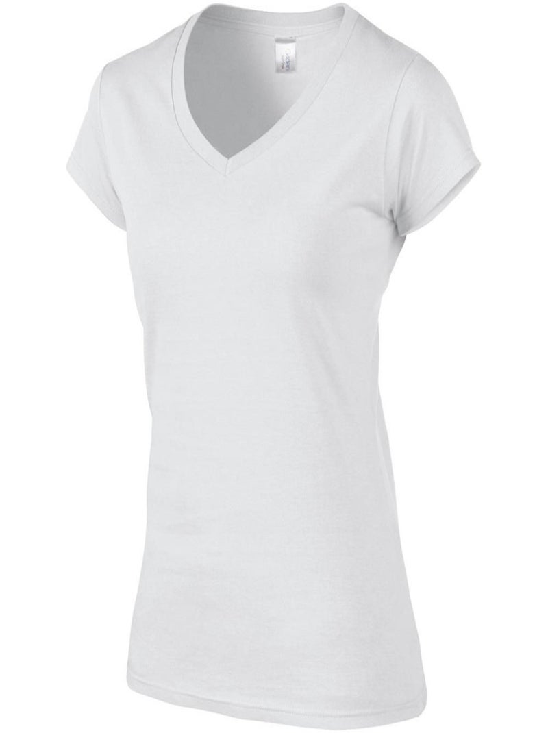 Gildan - T-shirt à manches courtes et col en V Blanc - Kiabi
