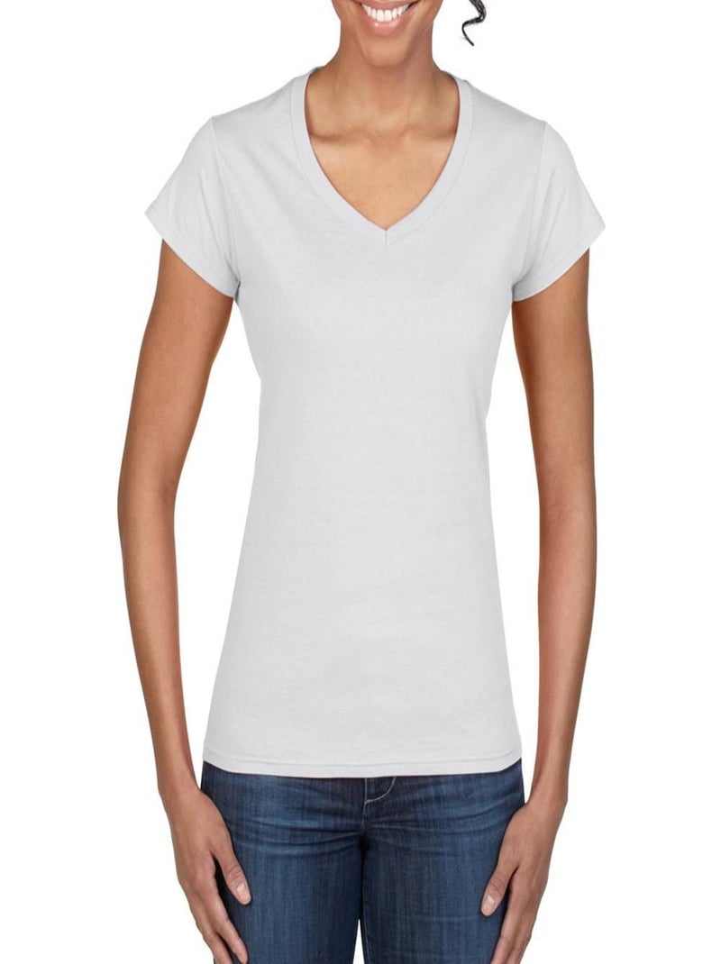 Gildan - T-shirt à manches courtes et col en V Blanc - Kiabi
