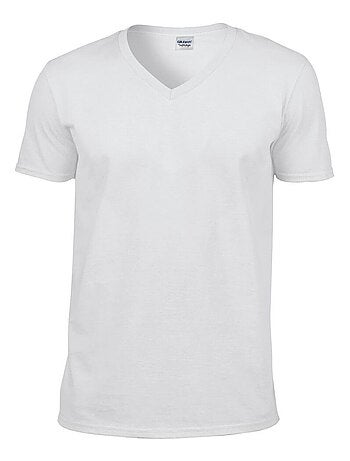 Gildan - T-shirt à manches courtes et col en V