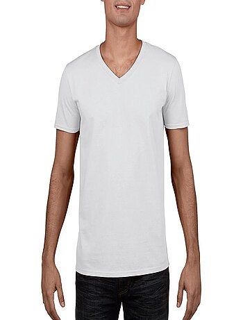 Gildan - T-shirt à manches courtes et col en V