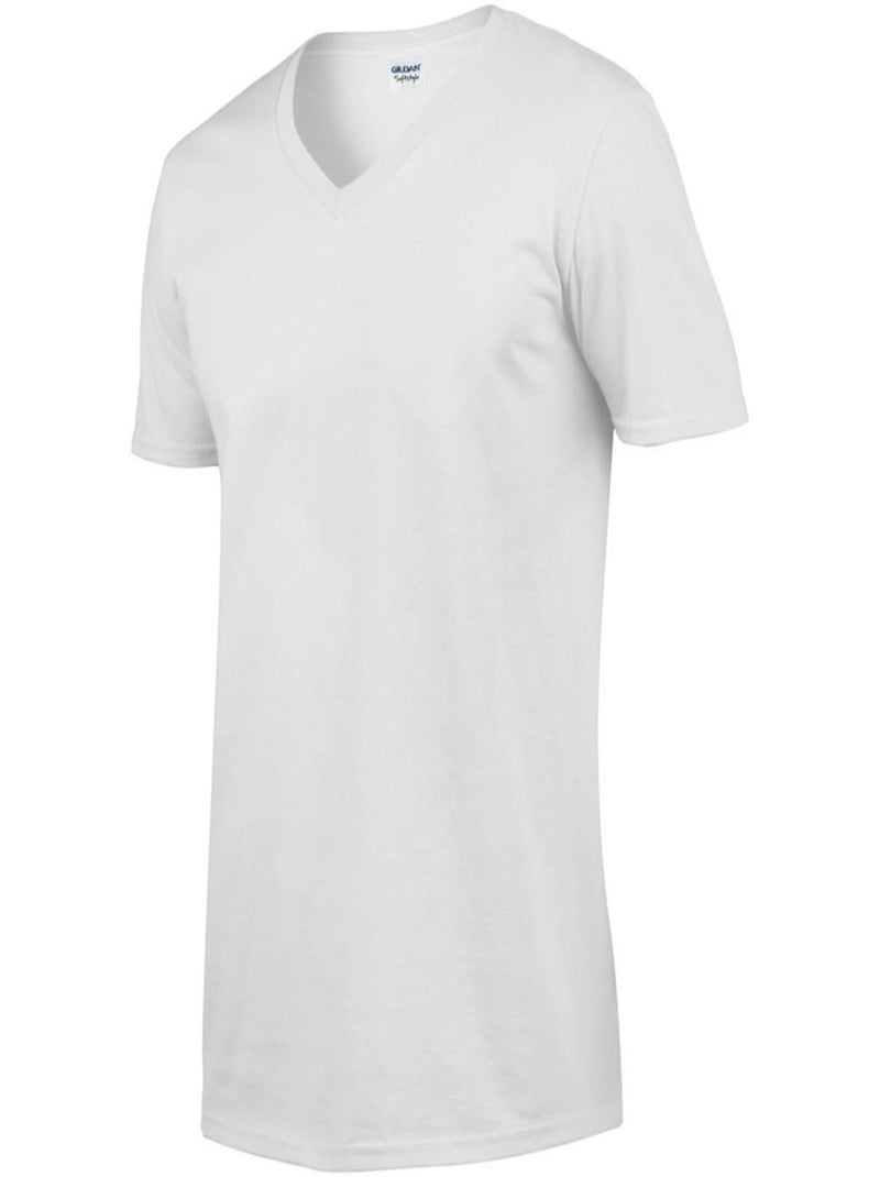 Gildan - T-shirt à manches courtes et col en V Blanc - Kiabi