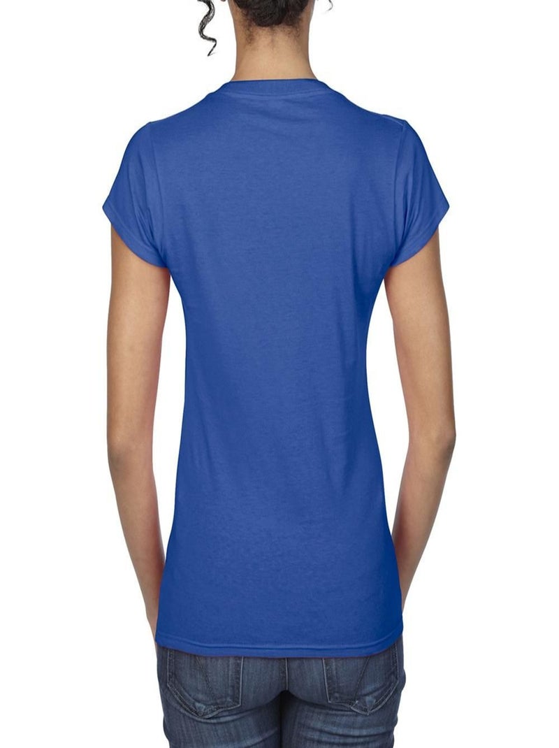 Gildan - T-shirt à manches courtes et col en V Bleu roi - Kiabi