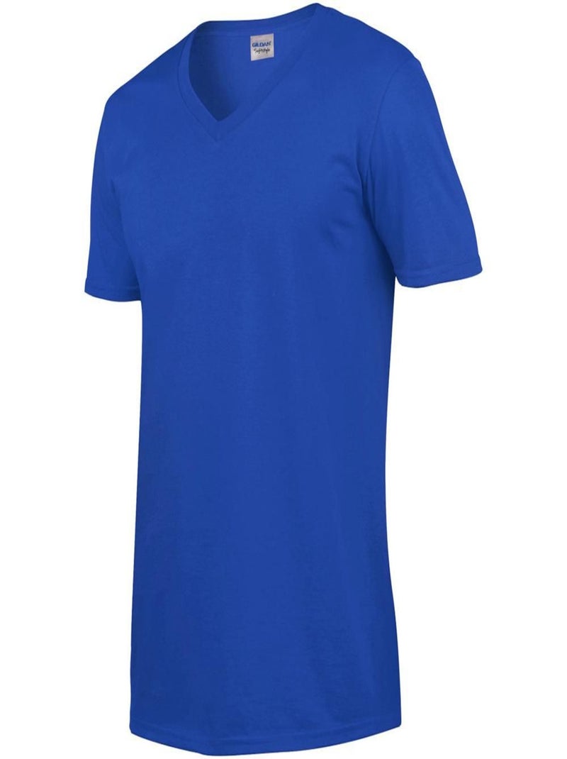 Gildan - T-shirt à manches courtes et col en V Bleu roi - Kiabi