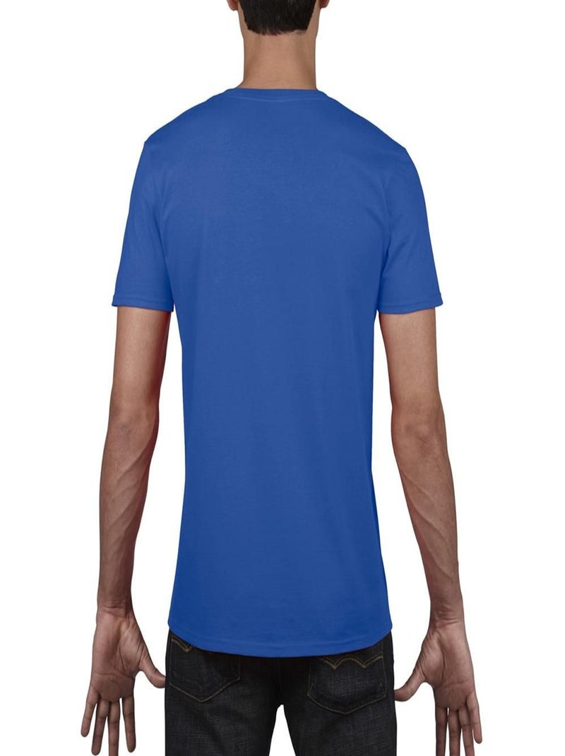 Gildan - T-shirt à manches courtes et col en V Bleu roi - Kiabi