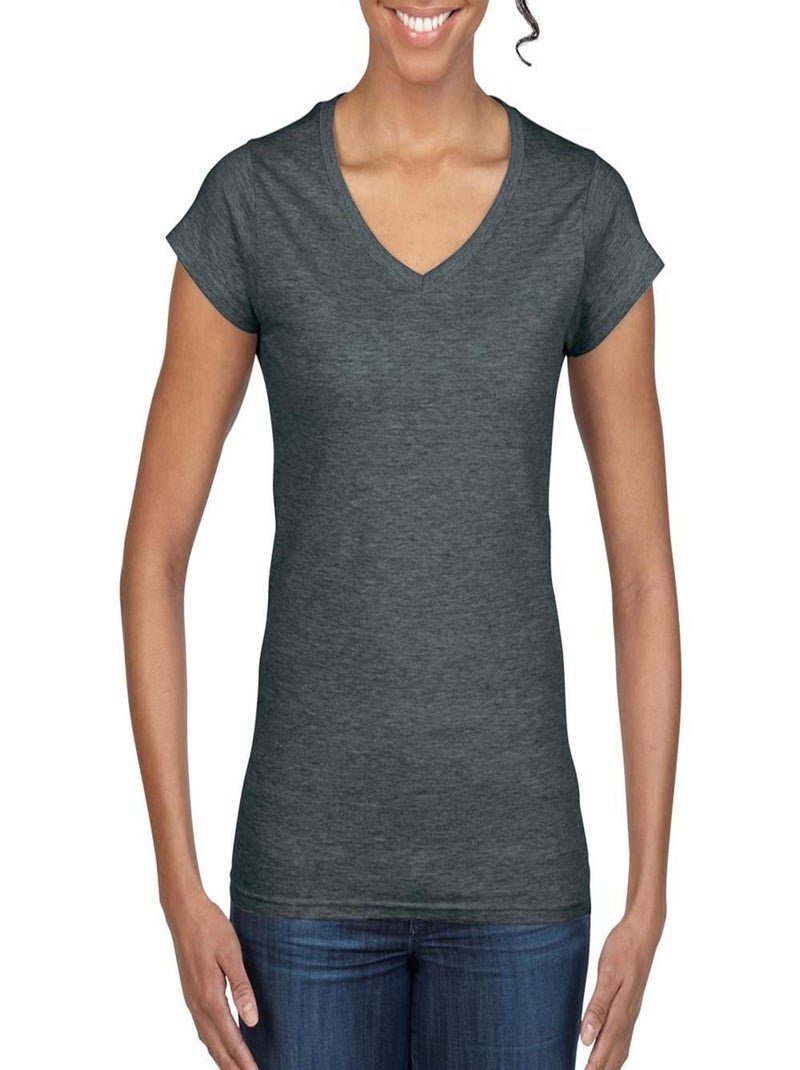 Gildan - T-shirt à manches courtes et col en V Gris foncé - Kiabi