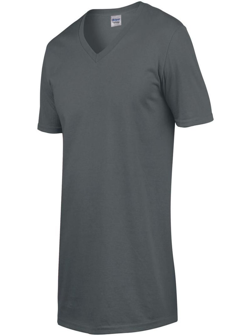 Gildan - T-shirt à manches courtes et col en V Gris foncé - Kiabi