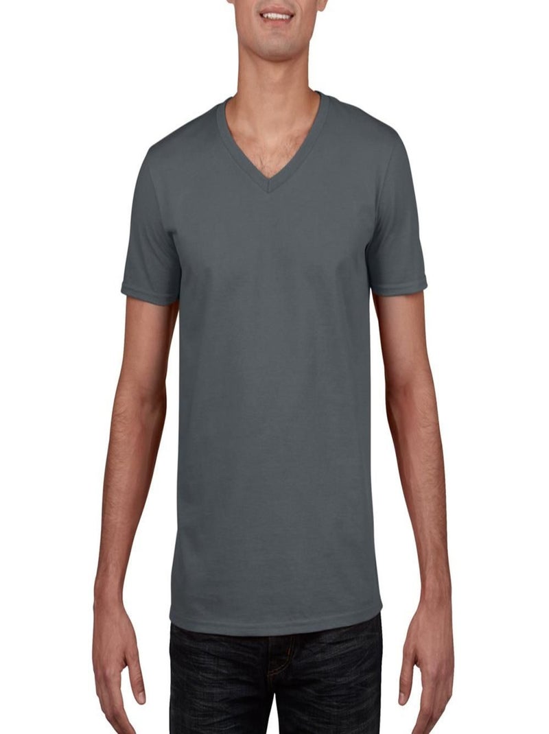 Gildan - T-shirt à manches courtes et col en V Gris foncé - Kiabi