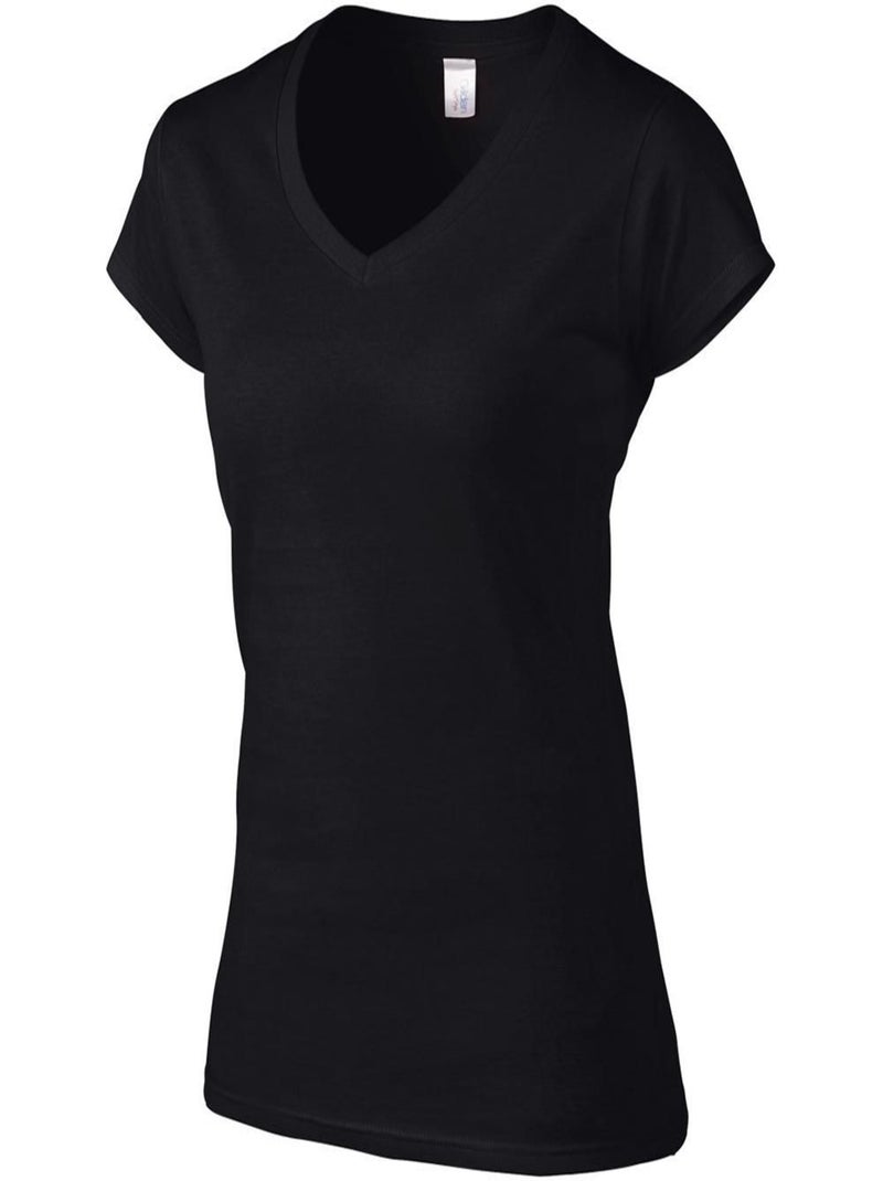 Gildan - T-shirt à manches courtes et col en V Noir - Kiabi