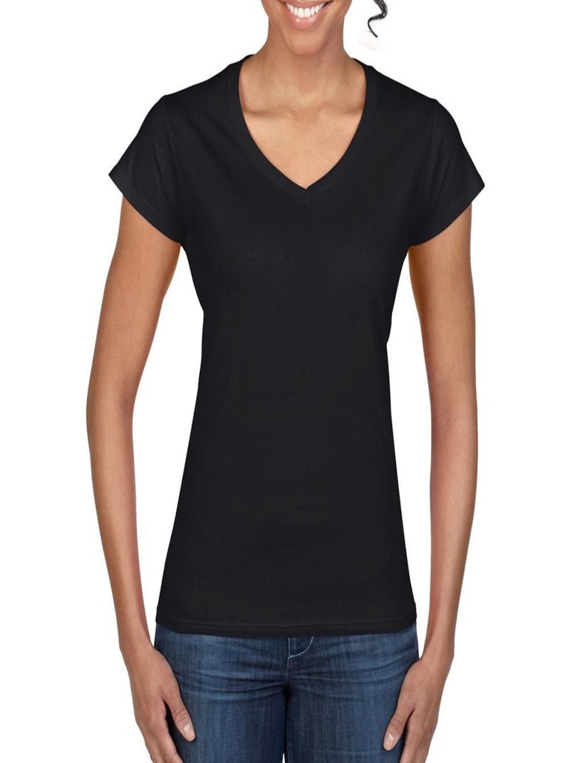 Gildan - T-shirt à manches courtes et col en V Noir - Kiabi