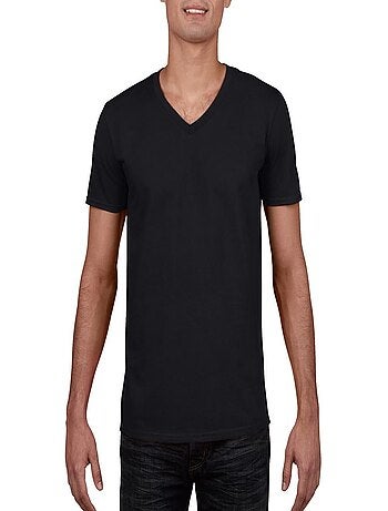 Gildan - T-shirt à manches courtes et col en V