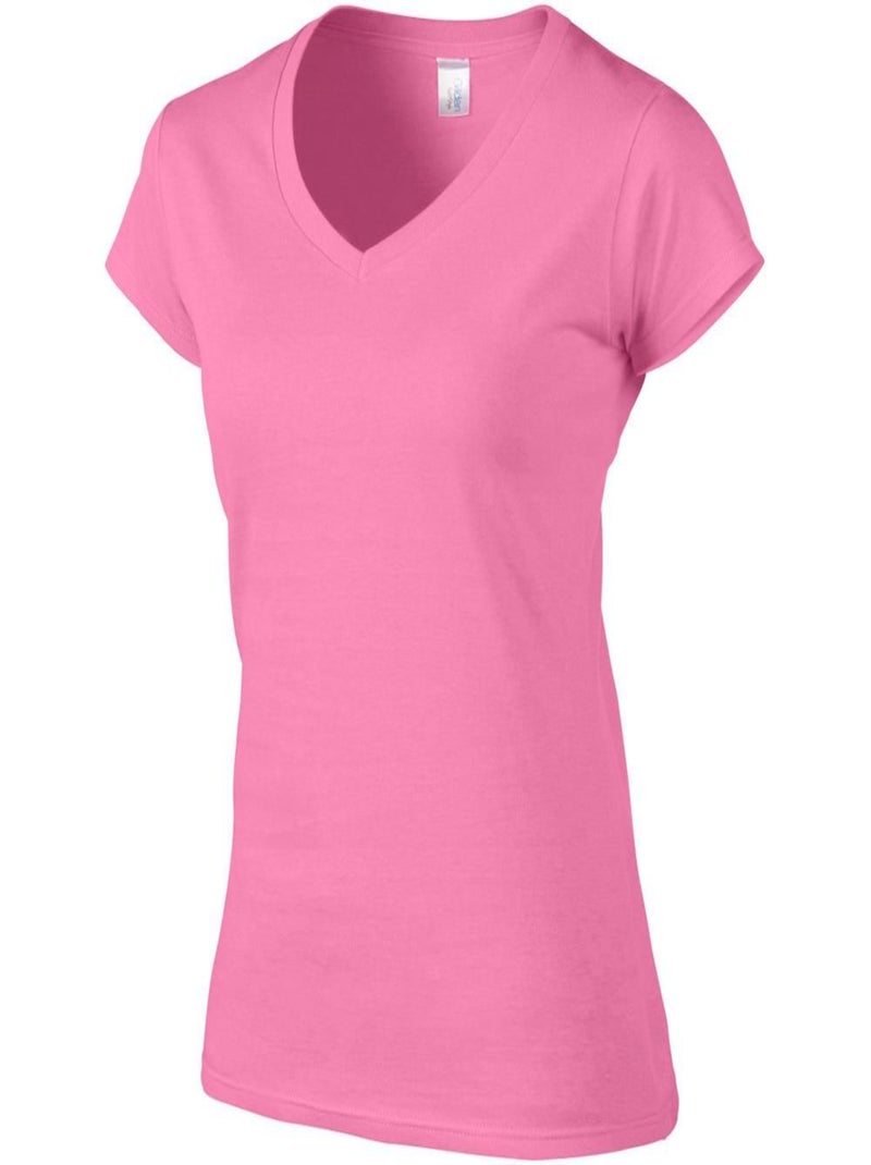 Gildan - T-shirt à manches courtes et col en V Rose foncé - Kiabi
