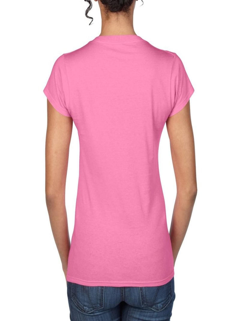 Gildan - T-shirt à manches courtes et col en V Rose foncé - Kiabi