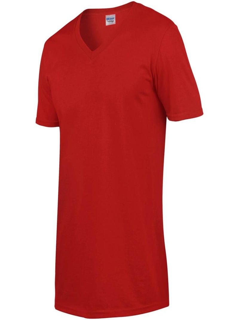 Gildan - T-shirt à manches courtes et col en V Rouge - Kiabi