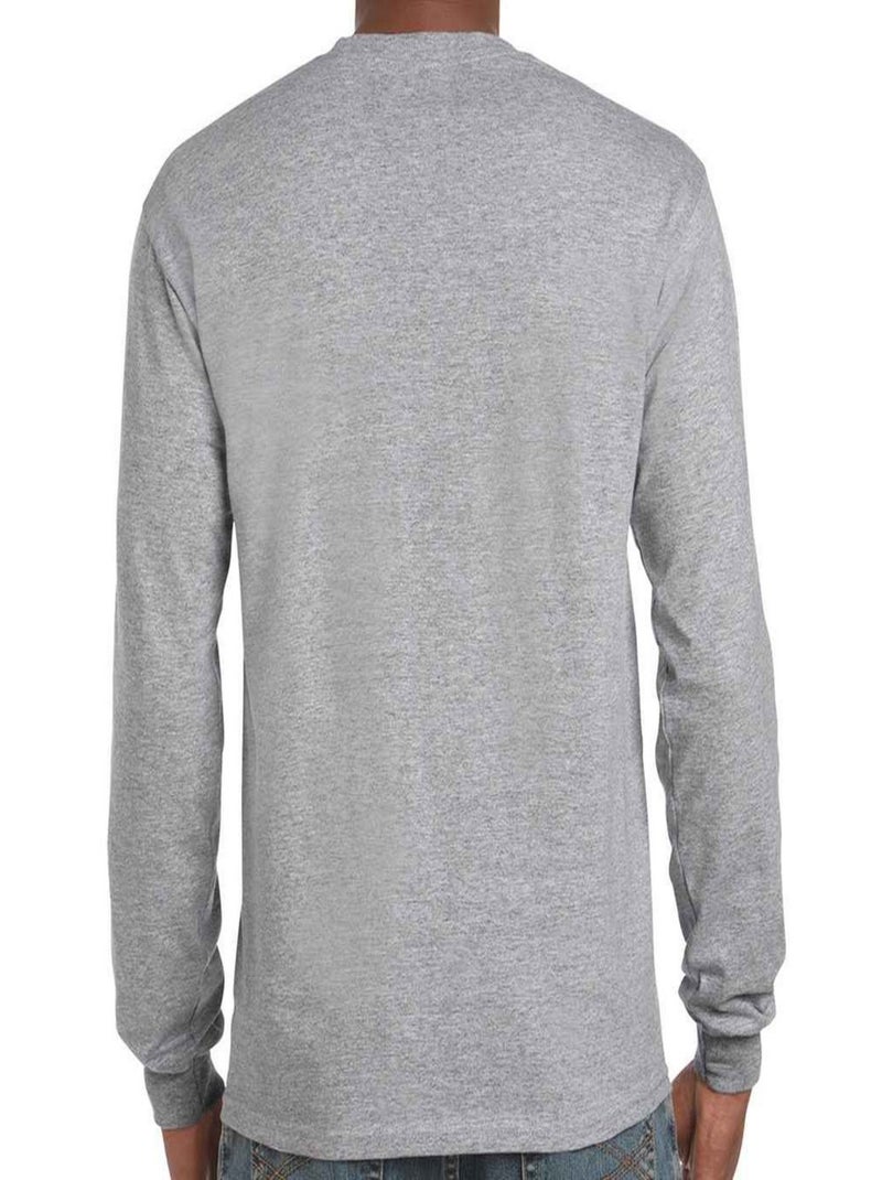 Gildan - T-shirt manches longues motif/style Chiné Gris chiné - Kiabi