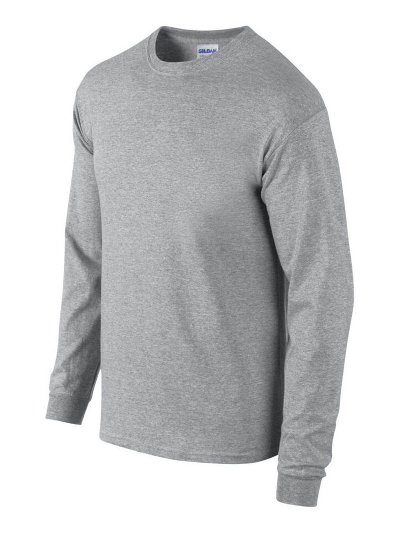 Gildan - T-shirt manches longues motif/style uni Gris - Kiabi