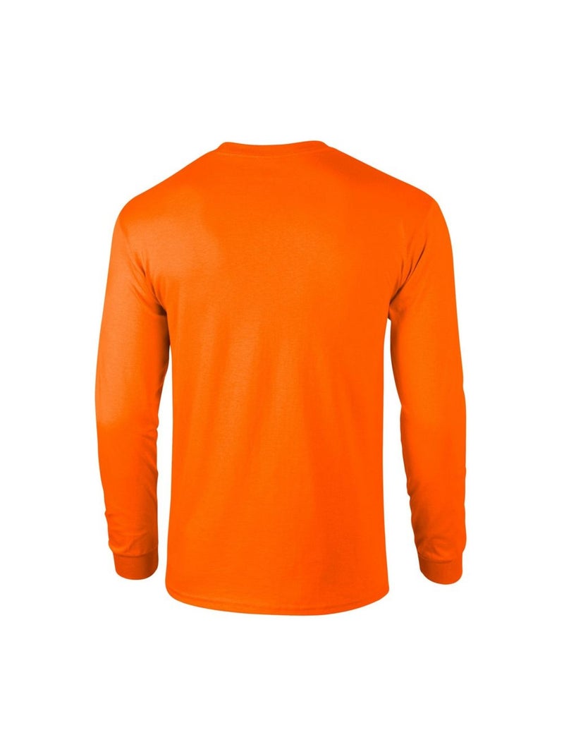 Gildan - T-shirt manches longues Noir/Orange fluo - Kiabi