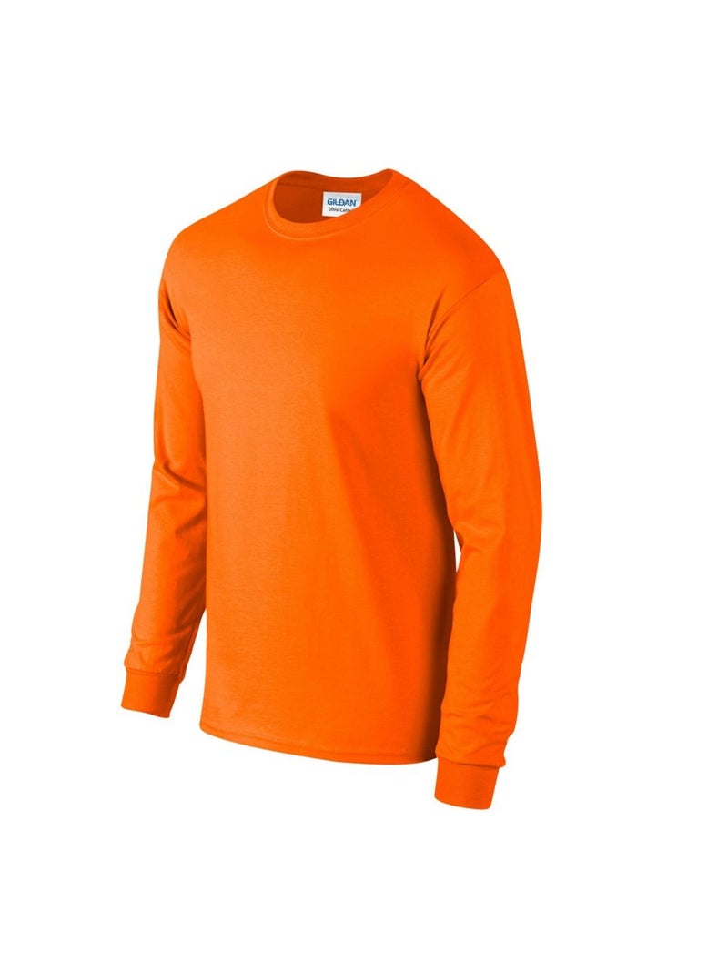 Gildan - T-shirt manches longues Noir/Orange fluo - Kiabi