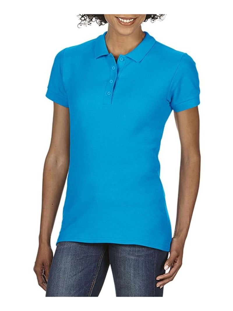 Gildan Softstyle Womens/Ladies - Polo à manches courtes en double piqué Bleu saphir - Kiabi