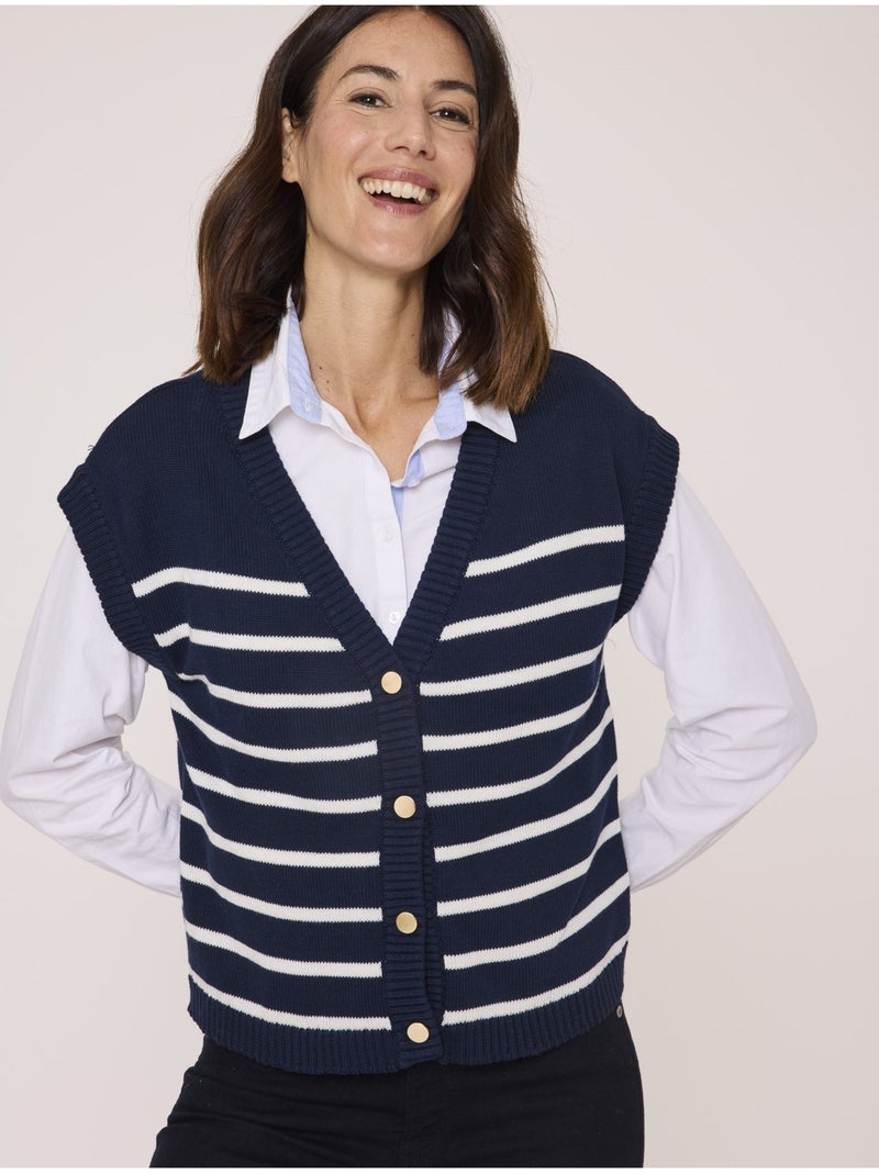 Gilet - Terre de Marins Blanc Bleu - Kiabi