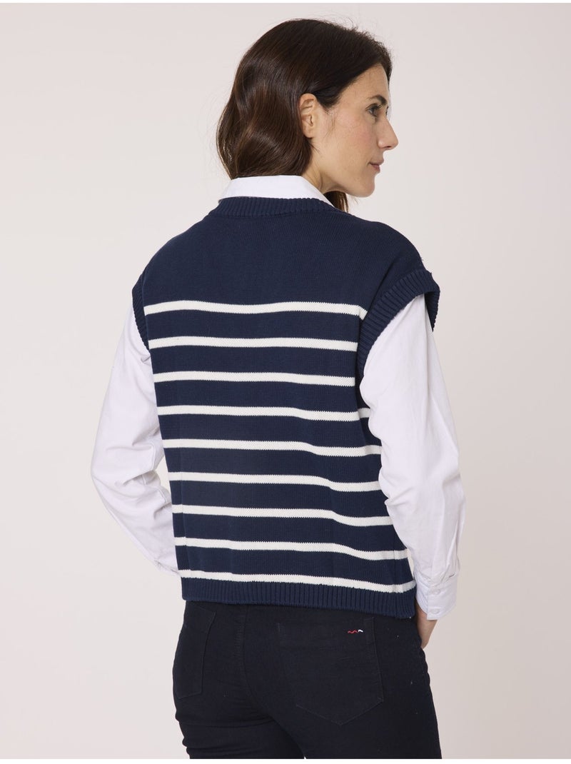 Gilet - Terre de Marins Blanc Bleu - Kiabi