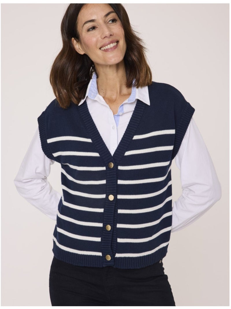 Gilet - Terre de Marins Blanc Bleu - Kiabi
