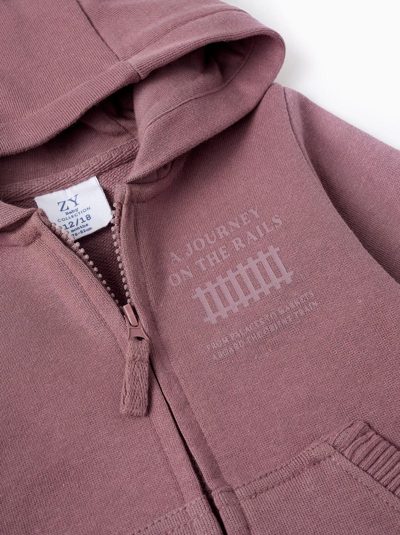 Gilet 100% coton, avec capuche ISTANBUL Violet - Kiabi