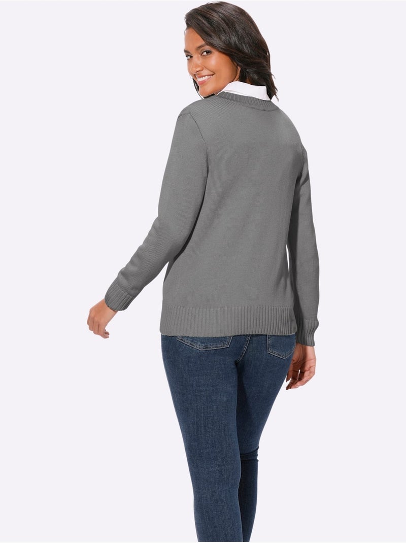 Gilet 50% Coton - Taille Standard - Witt Gris chiné - Kiabi