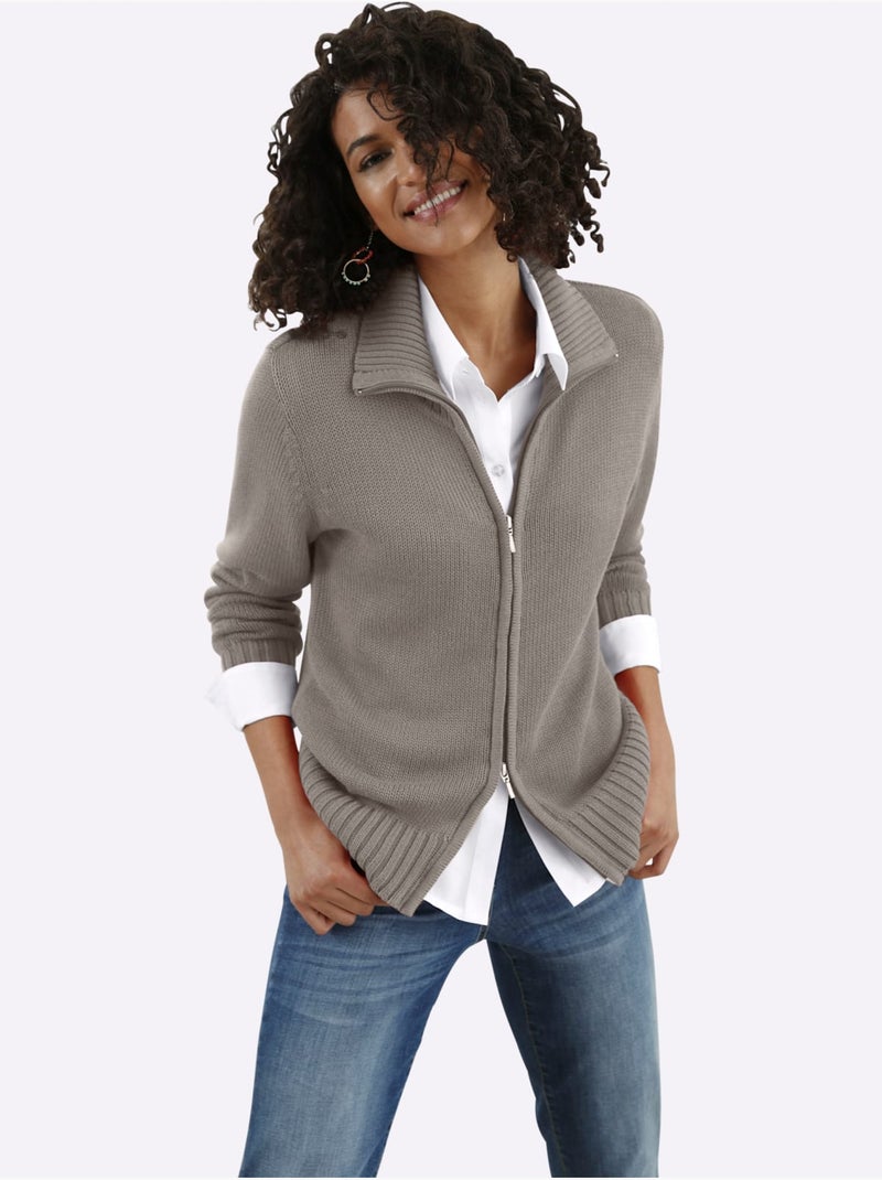 Gilet 50% coton - taille standard - witt Gris taupe - Kiabi
