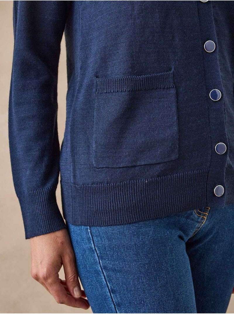 Gilet 50% laine mérinos - DAXON Bleu marine - Kiabi