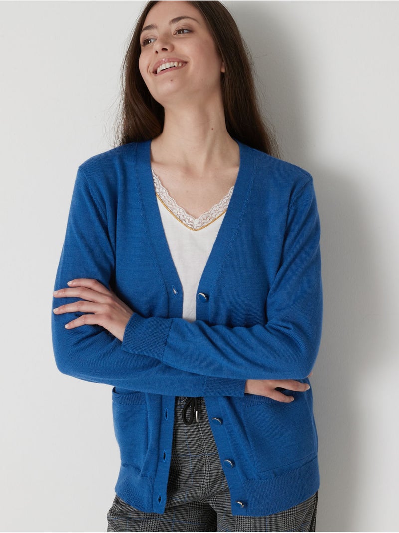 Gilet 50% laine mérinos - DAXON Bleu - Kiabi