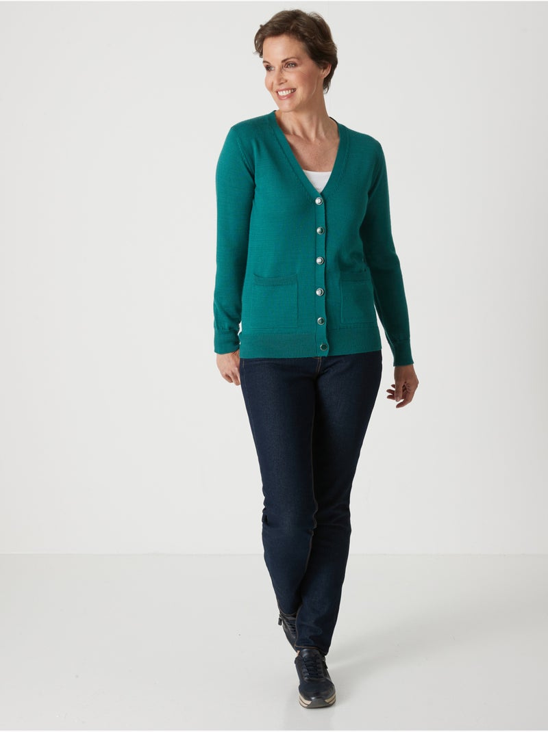 Gilet 50% laine mérinos - DAXON Vert émeraude - Kiabi