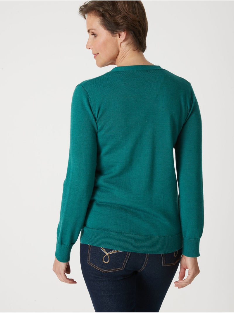 Gilet 50% laine mérinos - DAXON Vert émeraude - Kiabi
