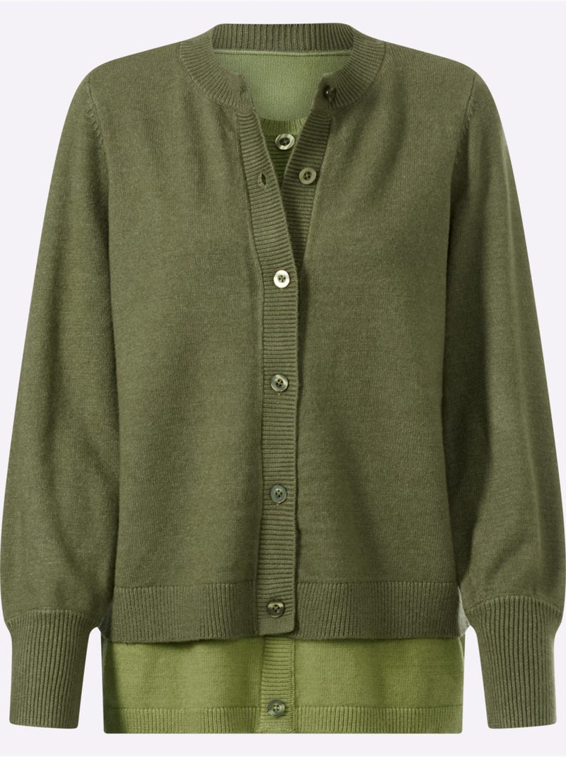 Gilet 50% viscose - taille standard - helline Vert/Rose - Kiabi