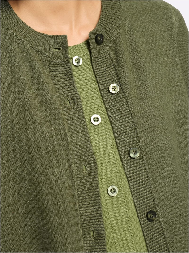 Gilet 50% viscose - taille standard - helline Vert/Rose - Kiabi