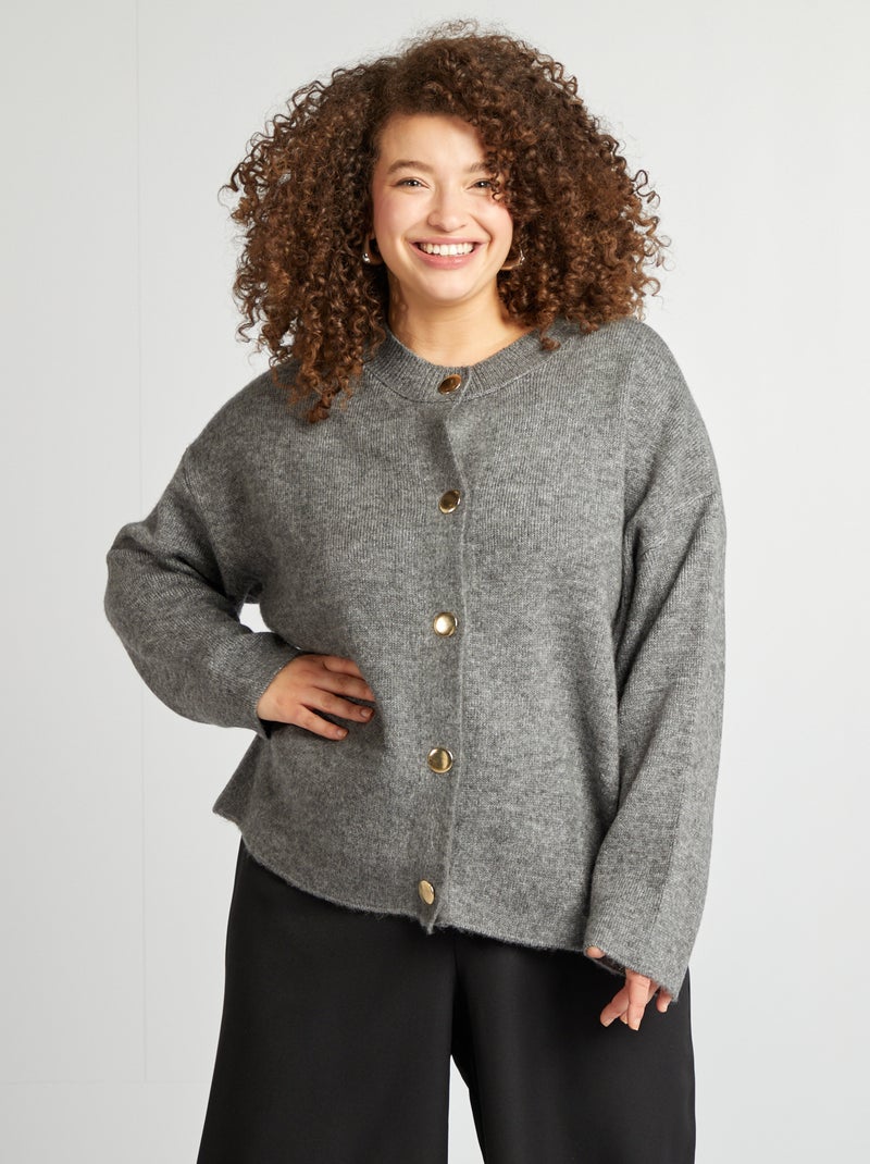 Gilet à boutons dorés Gris - Kiabi