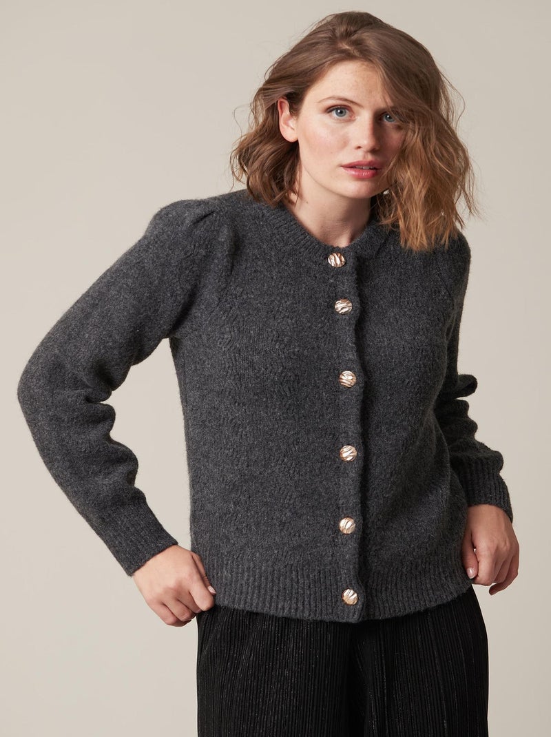 Gilet à boutons en maille 'Deeluxe' gris anthracite - Kiabi