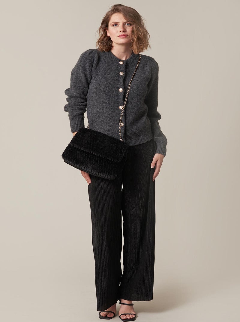 Gilet à boutons en maille 'Deeluxe' gris anthracite - Kiabi