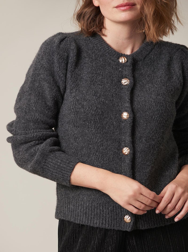 Gilet à boutons en maille 'Deeluxe' gris anthracite - Kiabi