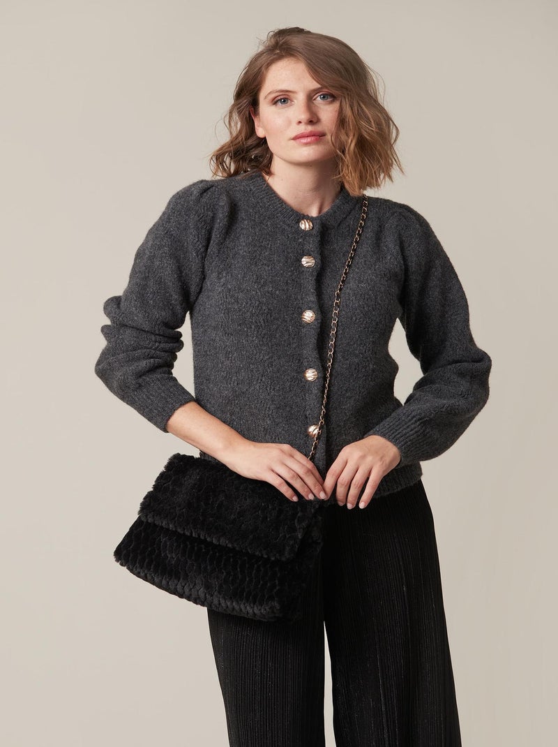 Gilet à boutons en maille 'Deeluxe' gris anthracite - Kiabi