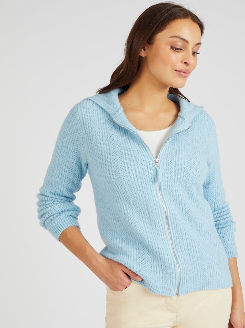 Gilet à capuche avec laine et alpaga - Damart Bleu - Kiabi