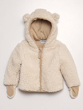 Gilet à capuche avec moufles en sherpa