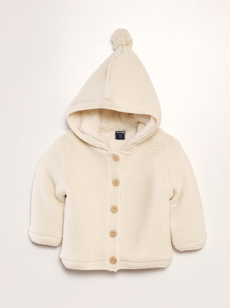 Gilet à capuche doublé effet moutonné Blanc - Kiabi