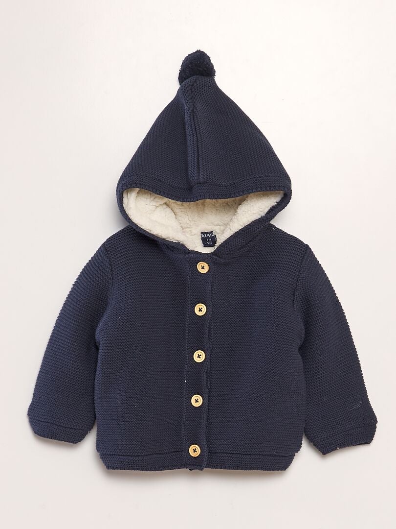 Gilet à capuche doublé en sherpa Bleu marine - Kiabi