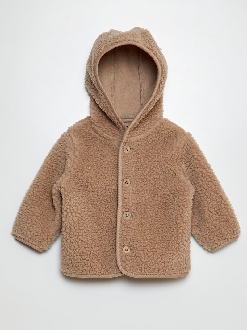 Gilet à capuche effet moutonné beige - Kiabi
