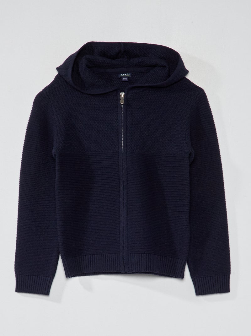 Gilet à capuche en maille Bleu - Kiabi