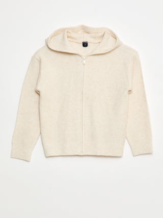 Gilet à capuche en maille chinée