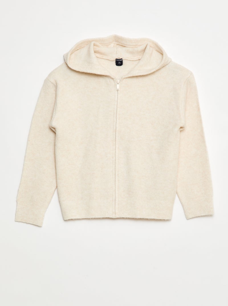 Gilet à capuche en maille chinée Beige - Kiabi