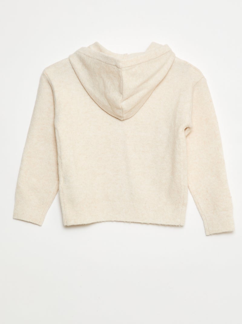 Gilet à capuche en maille chinée Beige - Kiabi